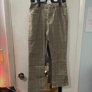 Frame Denim Tan Plaid Boot Cut Pants